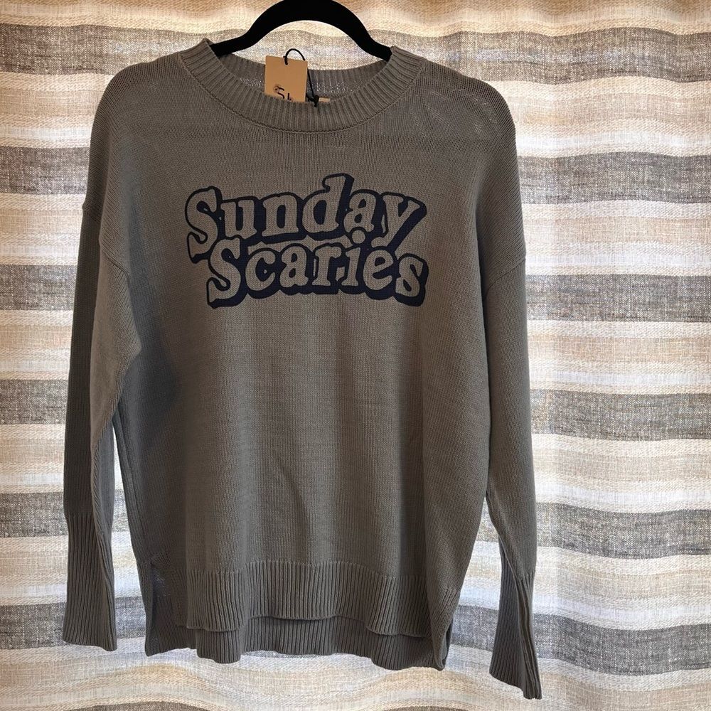 Sincerely Jules Pale Blue Sunday Scaries Sweater Size Medium‎